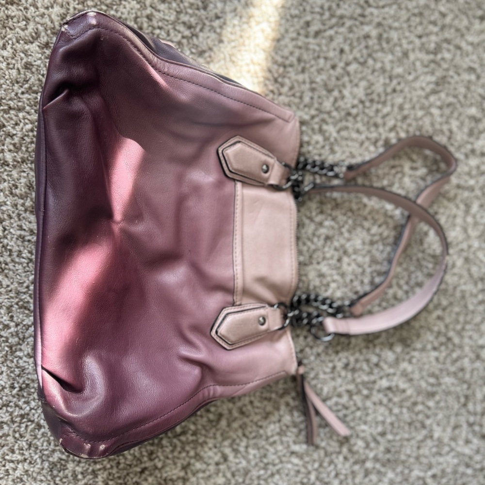 Victoria's Secret Purple and Pink Shoulder Bag with Braided Handles